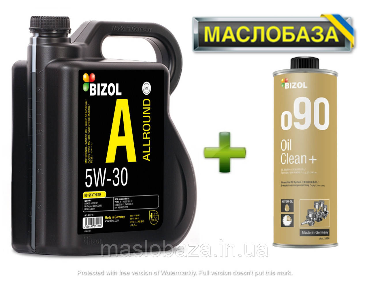 Синтетичне моторне масло - BIZOL Protect 5W-30 4л+ Промивка масляної системи BIZOL Oil Clean+ o90 0,25 л