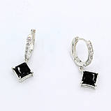 Срібні сережки Сіріус з чорним каменем, фото 2