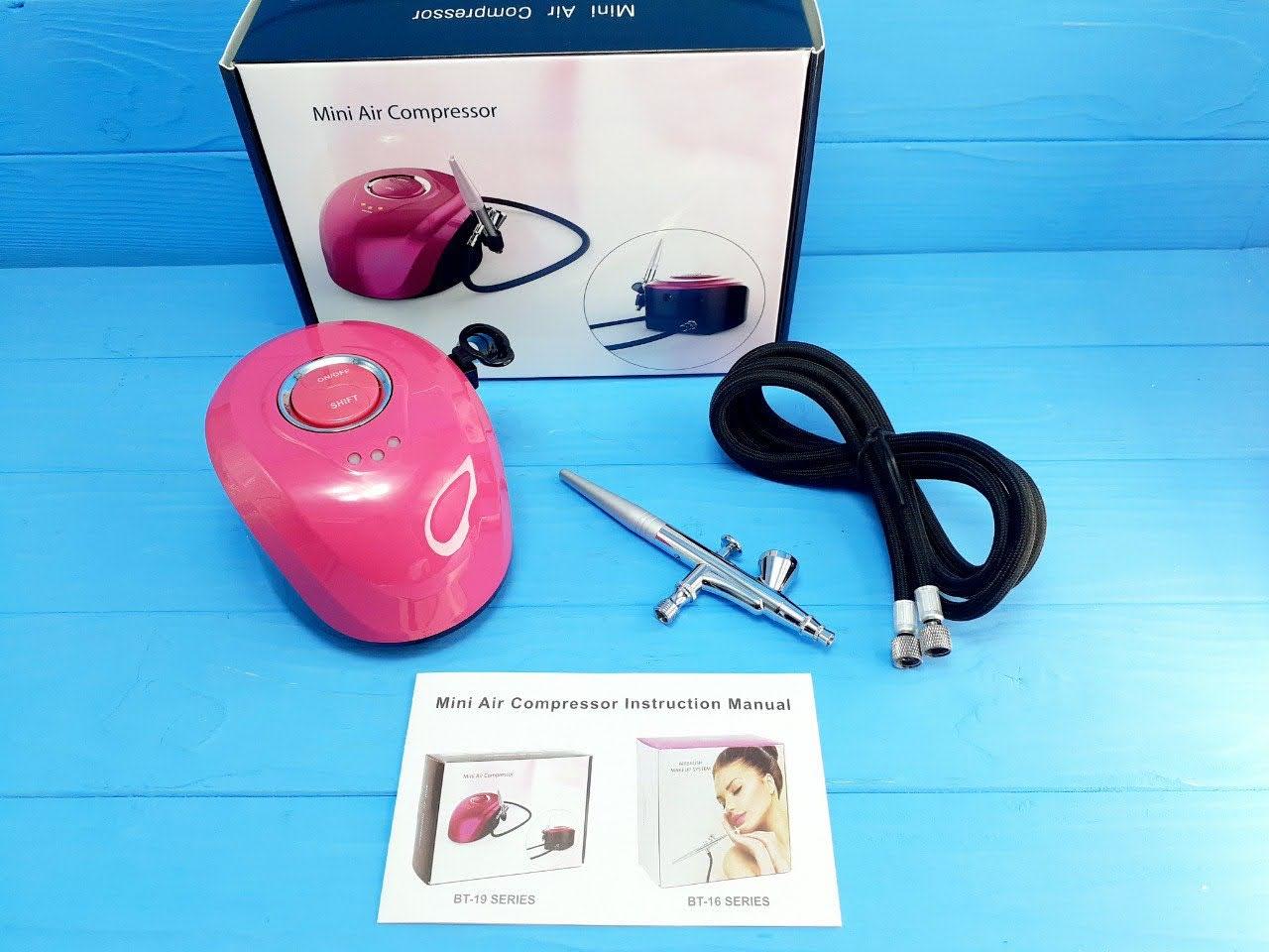 Аерограф з міні-компресором BT-19B Рожевий, фото 1