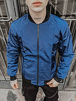 Бомбер мужской весенний осенний Classic синий | Куртка мужская ветровка весенняя осенняя ТОП качества