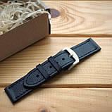 Шкіряний ремінець для наручного годинника з пряжкою чорний, фото 2