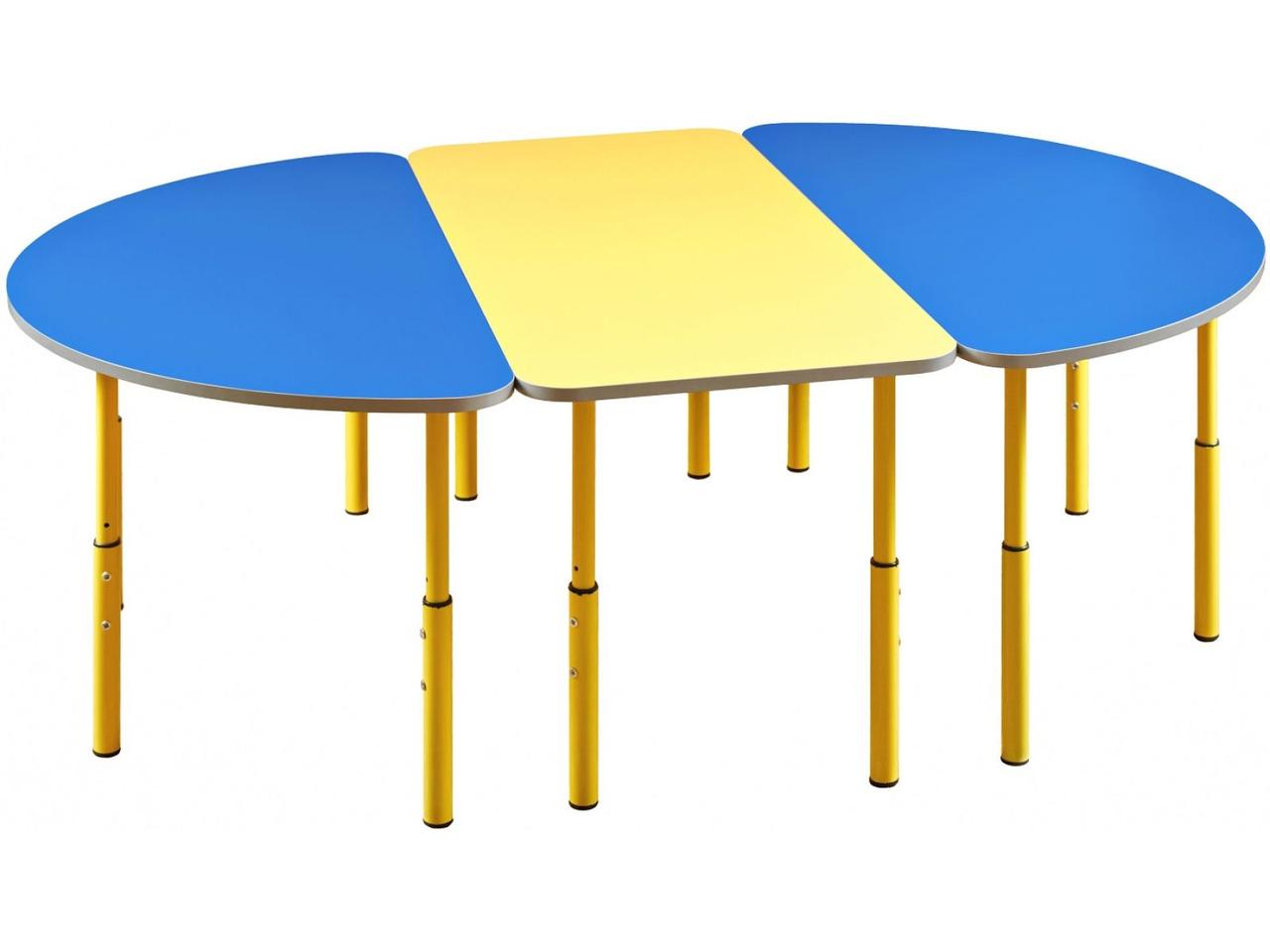 Комплект столов "Полукруг" и "Прямоугольный", Стол регулируемый детский, (стол 23660+стол 23662x2) - фото 1 - id-p1390634186