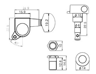 Колки для электрогитары PAXPHIL J02 3+3 (BK) - фото 3 - id-p265524792