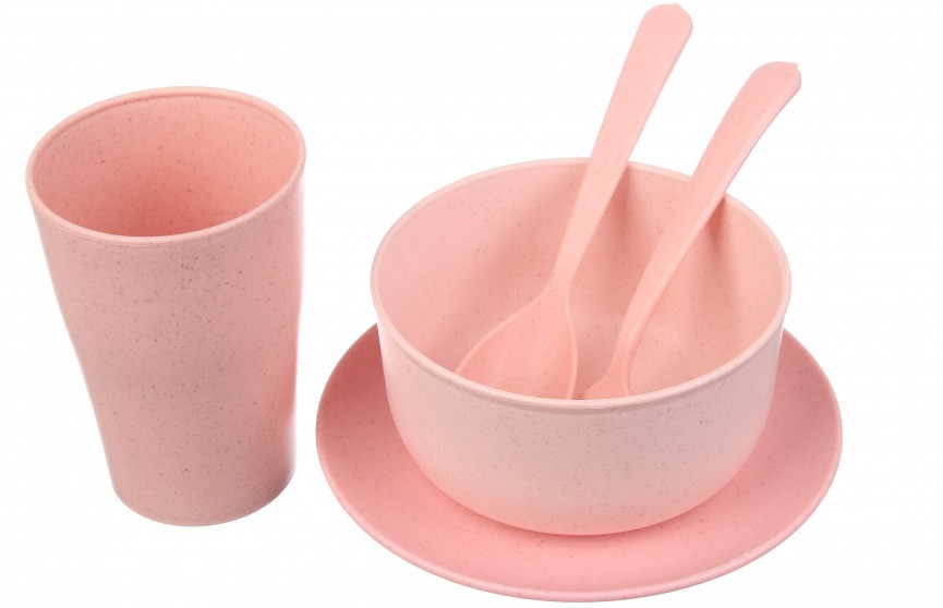 Набір еко посуду 68-239 рожевий, 5 предметів, фото 1