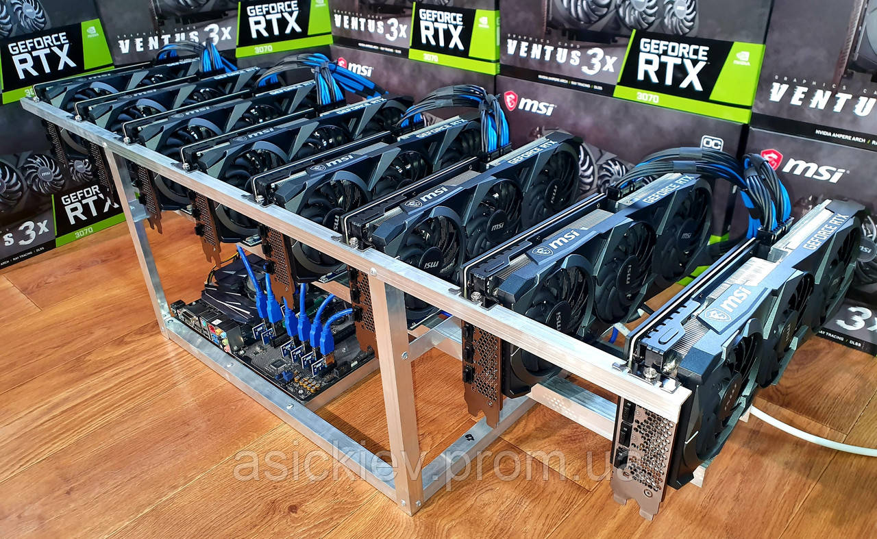 498 mh/s Новая майнинг ферма на видеокартах MSI VENTUS 3X Rtx 3070 8G Oc