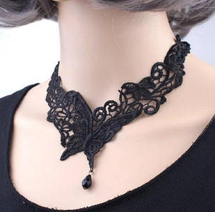 Чокер мереживне намисто з метеликом, готичне кольє