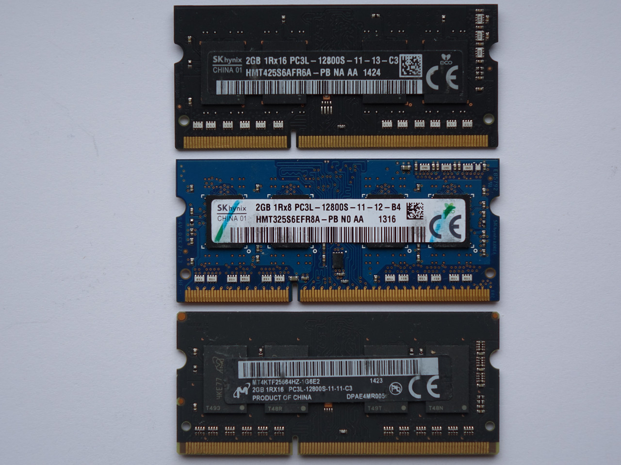 Оперативна пам'ять для ноутбука DDR3 SO-DIMM 2 GB (1600MHz, PC3L-12800, 1.35v, Micron, Sk Hynix) БУ