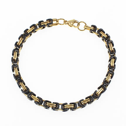 Браслет Steel Rage чорний із золотими вставками з неіржавкої сталі Stainless Steel довжина 22 см. ширина 5 мм., фото 1