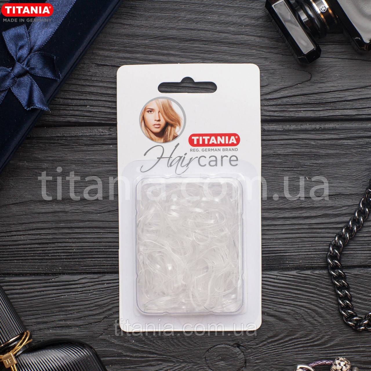 Гумки для волосся силіконові прозорі маленькі 150 шт. TITANIA art.8065/B