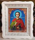 Аналойна ікона Свята Трійця в білому фігурному кіоті, що відкривається, розмір кіота 33*40, сюжет 21*28, фото 7