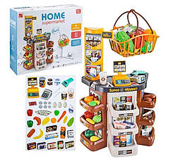 Дитячий ігровий набір магазин, домашній супермаркет з кошиком 48 предметів Metr+ 668-84