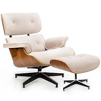 Крісло Eames Lounge Chair з підставкою Вельвет дерево горіх