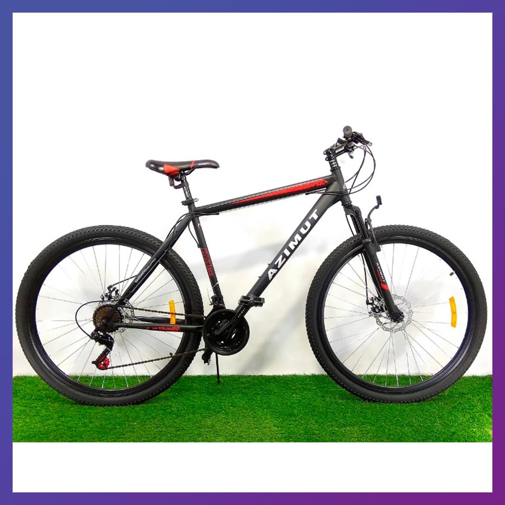 Велосипед гірський двоколісний однопідвісний сталевий Azimut Energy 29 D 29 дюймів 19" рама чорно-червоний