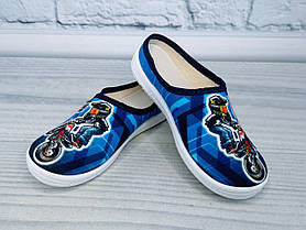 Дитячі Капці для хлопчиків Роккі мото синій Waldi Україна