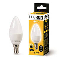 LED лампа Lebron L-С37, 4W, Е14, 3000K, 320Lm, угол 220 °