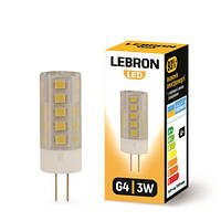 LED лампа Lebron L-G4, 3W, G4, 4500K, 280Lm, угол 360 °