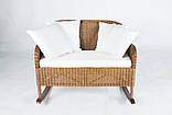 Плетене крісло-гойдалка Cruzo Рокіні Лавсит з подушками подвійне місце натуральний ротанг, фото 2