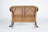 Плетене крісло-гойдалка Cruzo Рокіні Лавсит з подушками подвійне місце натуральний ротанг, фото 5