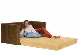 Плетений диван Уго розкладний 198х158 см з м'яким двоспальним місцем