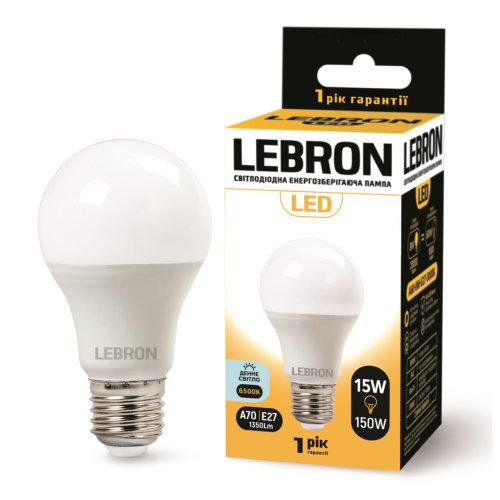 Світлодіодна лампа груша Lebron L-A60, 15W, Е27, 6500K, 1350Lm, кут 240°, фото 1