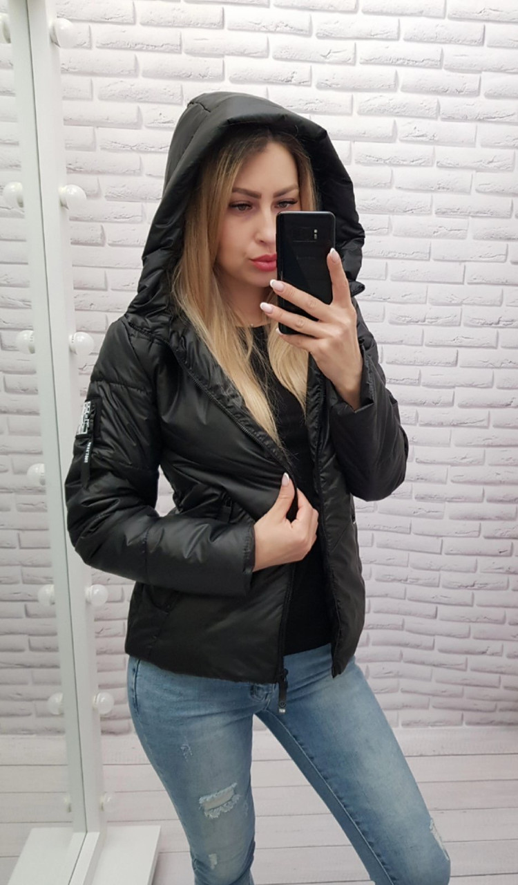 Жіноча курточка -куртка демі чорного кольору//чорна арт. 1008, фото 1