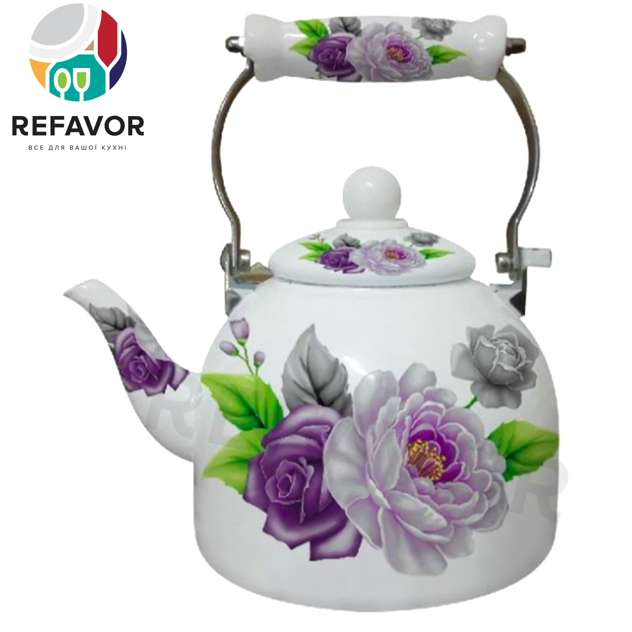 Чайник емалевий 2,0л з керамічною ручкою VIOLET HANDLE 2 L