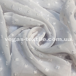 Шифон Жакард шовковий (точки) Білий