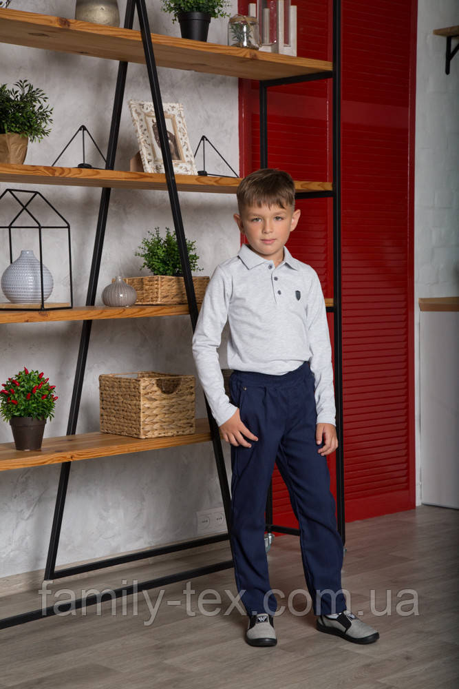 Поло сіре з довгим рукавом для хлопчика шкільне, Смайл Тайм SmileTme, фото 1