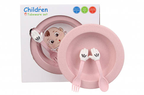 Набор детской эко посуды 68-802, розовый, фото 3