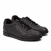 Кроссовки кеды повседневные черные кожаные мужская обувь больших размеров Rosso Avangard Ada Casual Black BS