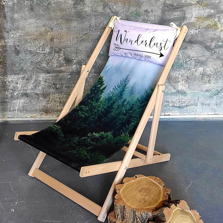 Шезлонг складаний для пляжу і басейну Пристрасть до подорожей/Шезлонг розкладний дерев'яний/пляжне, садове
