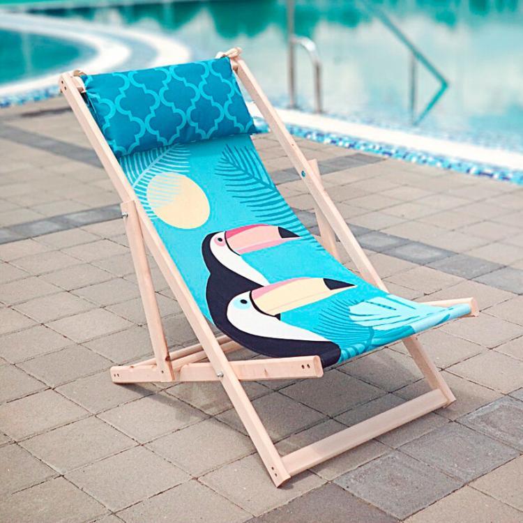 Шезлонг складний для пляжу та басейну Тукани /Шезлонг розкладний дерев'яний