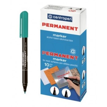 Маркер перманентний тонкий зелений круглий 1мм Centropen 2846, фото 1