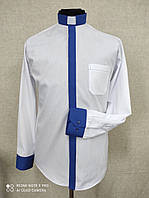 Сорочка для священників комбіновані білий з синім