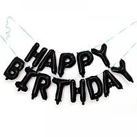Фольгований напис Hapty Birtday чорний