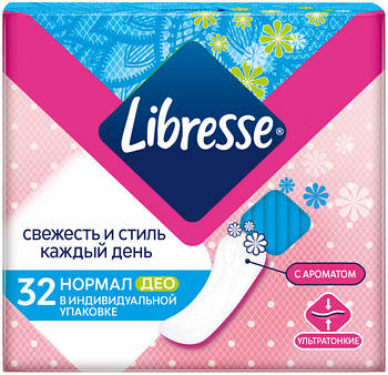 Щоденні прокладки Libresse Daily Fresh Normal Deo ультратонкі з ароматом 32 шт