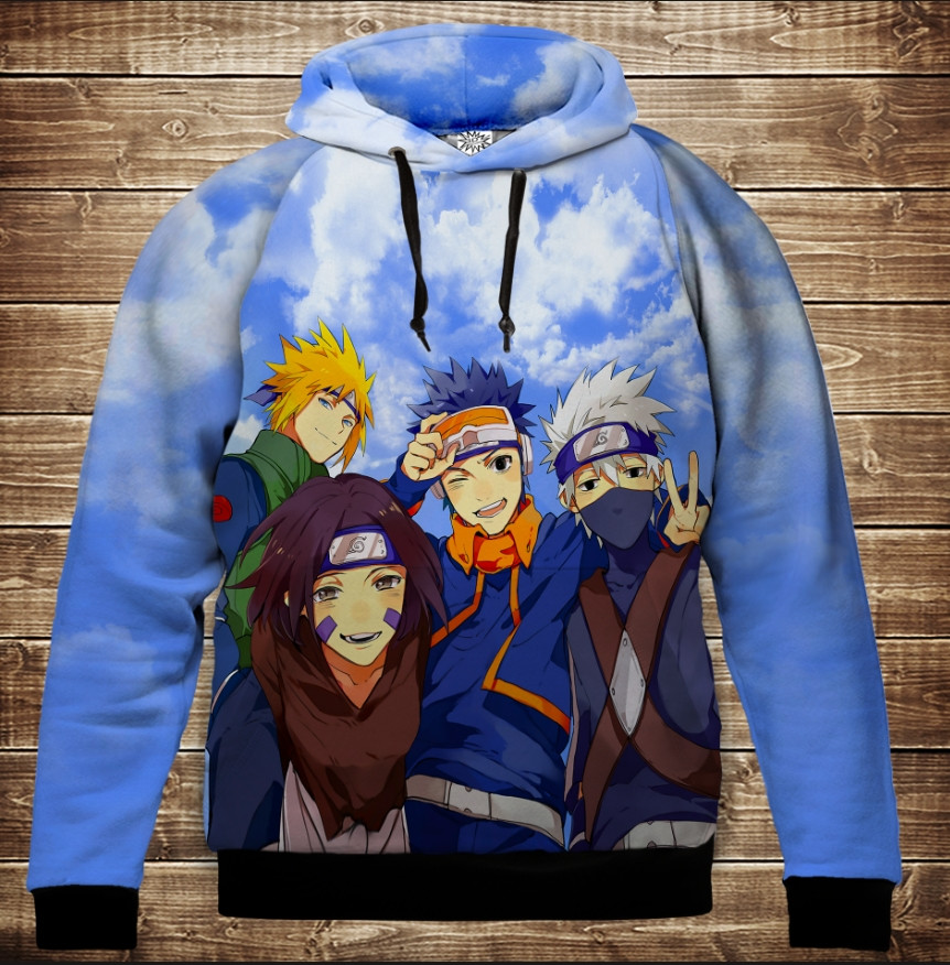 Толстівка з 3D принтом: Наруто команда. Naruto team. Дитячі і дорослі розміри. ВСІ Розміри, фото 1