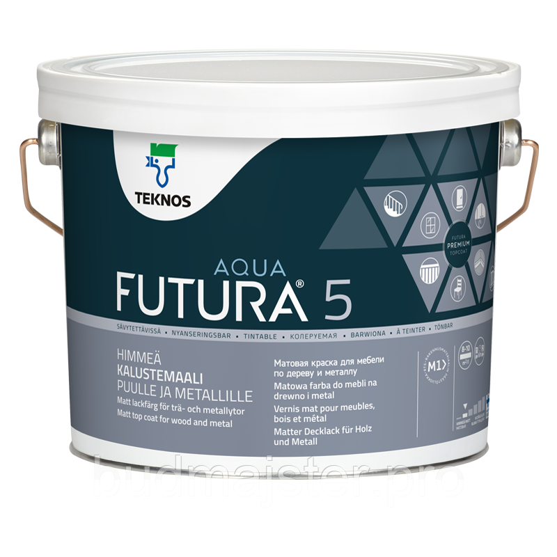 Фарба Teknos FUTURA AQUA 5 для дерева та металу,  2.7 л. Б3