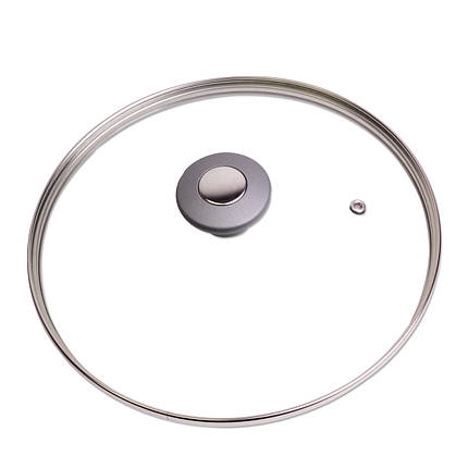 Кришка скляна Kamille 24см з металевим обідком KM-0824GR, фото 3