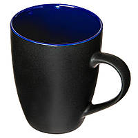 Чашка черная матовая с цветной серединкой керамическая Ваканда 350 мл для печати логотипа Темно-синий