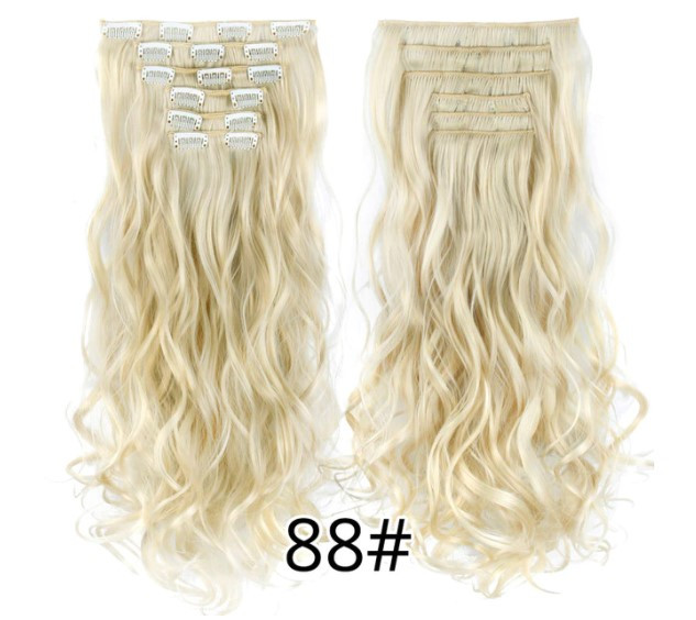 Волосся на на заколках накладне хвилясте треси блонд (16ZAK-Wblond88), фото 1