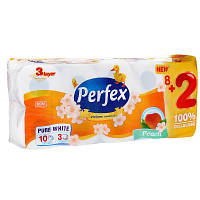Туалетная бумага Perfex Персик 3-слойная, 10 шт.