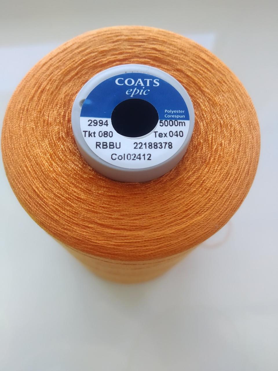 Нитки армовані Coats Epic 02412/ 80 /5000м колір білий