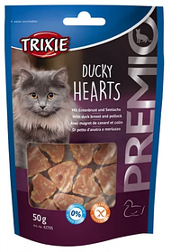 Ласощі для кота Сердечка Premio Ducky Hearts з качкою та мигтаємо 50 г, Trixie TX-42705