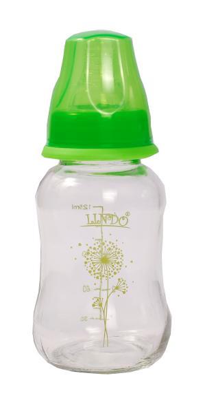Пляшка для годування зі скла Lindo Рk 0980 зелений 125 мл від 0 міс.