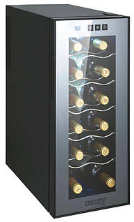 Винна шафа-холодильник Camry CR 8068 33 л. 6 полиць, 12 пляшок, сенсорне керування, 12-18 градусів, Сірий