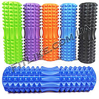 Валик массажный 45х13 см Spikes Roller PRO ролик с выемкой спортивный для массажа спины, мышц, ног
