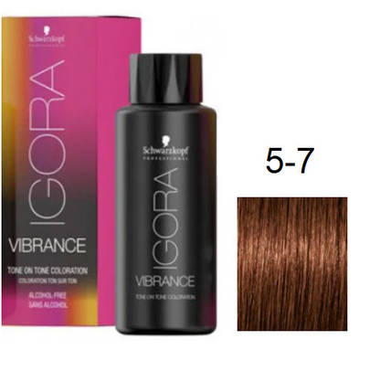 Фарба для волосся Schwarzkopf igora Vibrance безаміачна 5-7 Світло - коричневий мідний 60 мл, фото 1