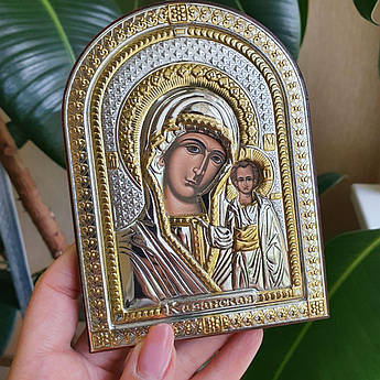 Ікона в сріблі Богоматір Казанська открытй лик