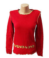 Женская кофта с длинным рукавом, женский трикотажный красный гольф (блуза)